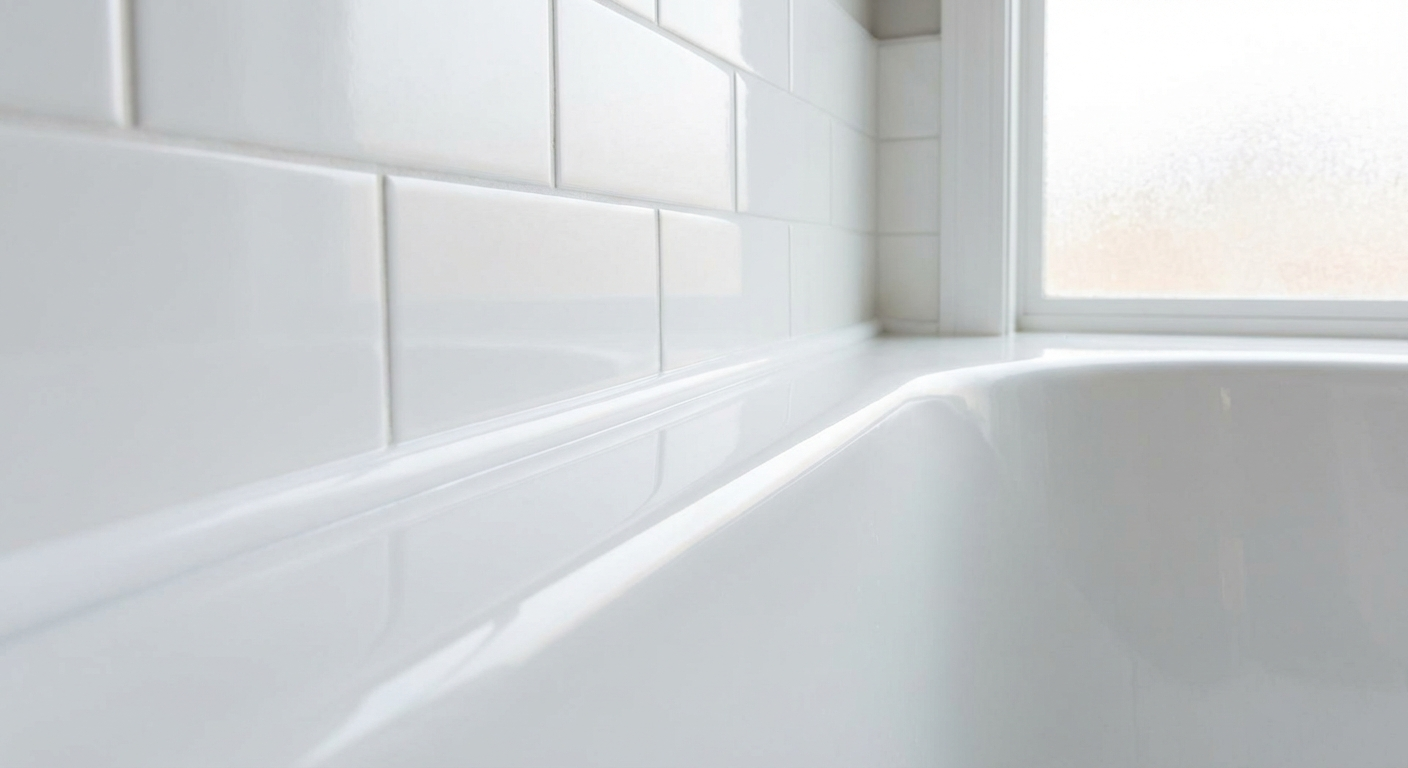 Best bathroom caulk applied along bathtub and tile edge